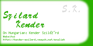 szilard kender business card